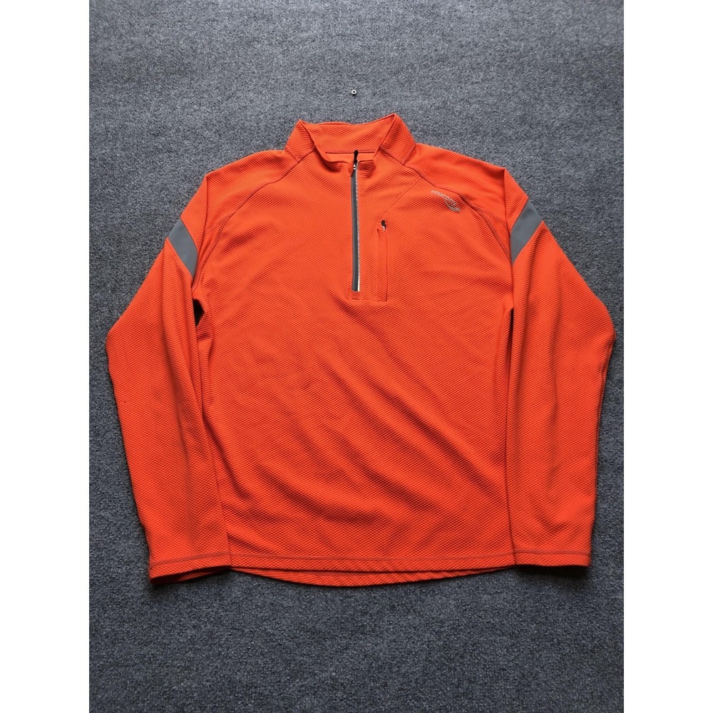 Saucony Pullover Mens Large Orange 1/4 Zip Long Sleeve Reflective Running Top